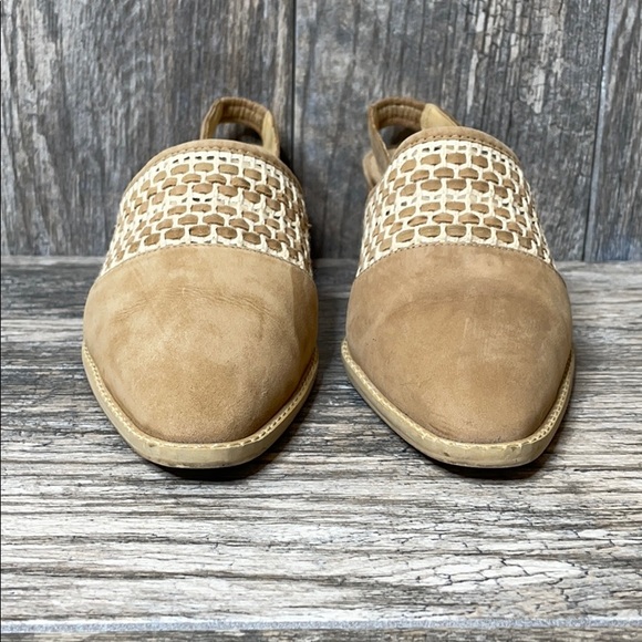 Wild Pair Boho Leather Slip On Basketweave Mule Heels Tan 7.5B - Picture 3 of 15